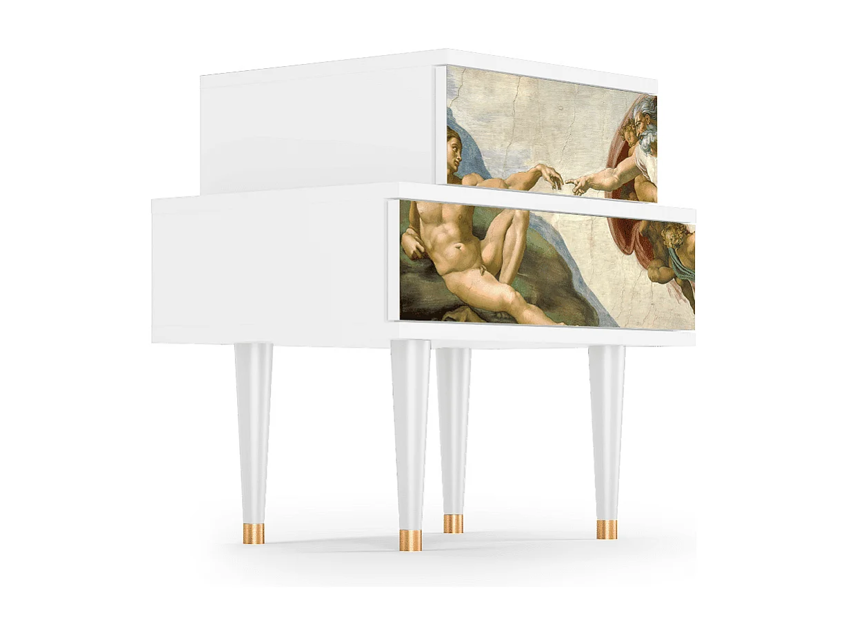 Table de nuit - 58х58х41 cm - NS1 - The Creation of Adam, Blanc