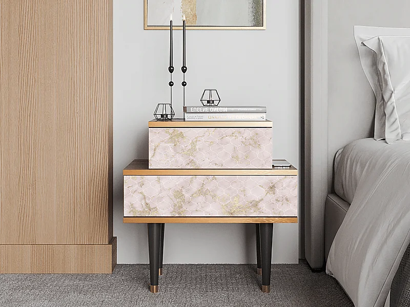 Table de nuit - 58х58х41 cm - NS1 - Dirty Roses, Noyer