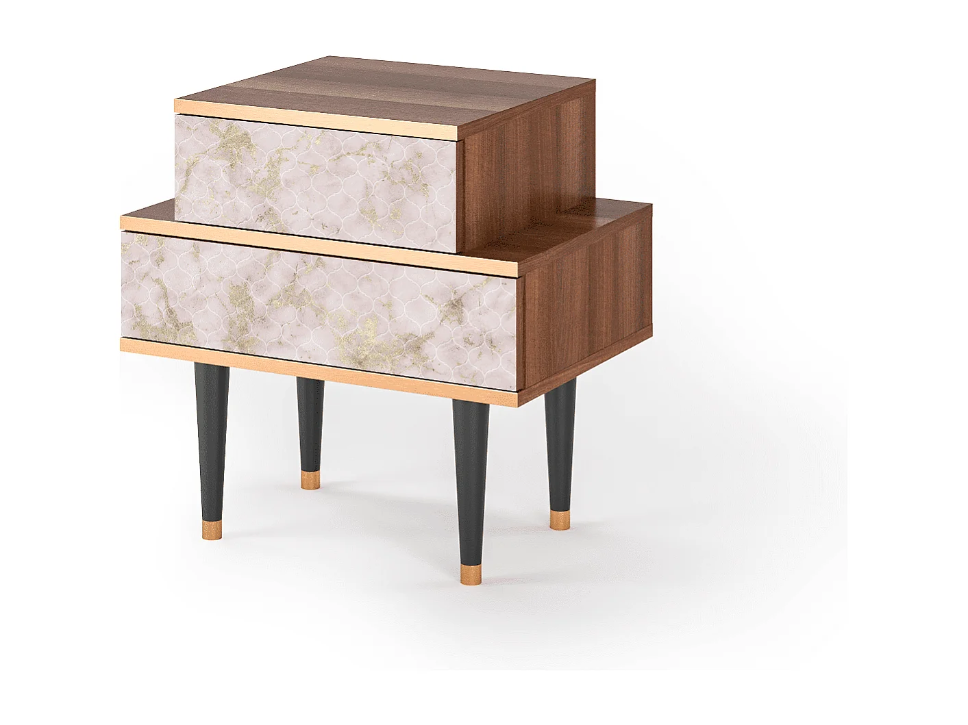 Stolik nocny - 58х58х41 cm - NS1 - Dirty Roses, Orzech