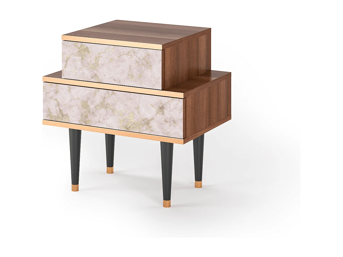 Comodino - 58х58х41 cm - NS1 - Dirty Roses, Noce