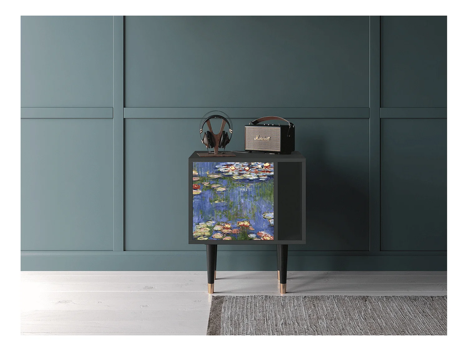 Table de nuit - 57х69х48 cm - S2 - The water lily pond  , Anthracite
