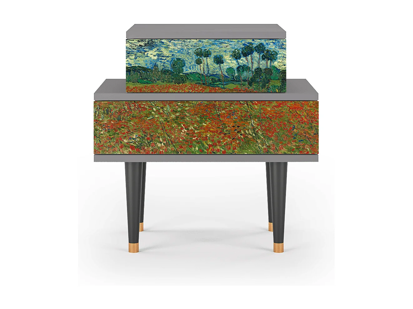 Table de nuit - 58х58х41 cm - NS1 - Poppy field by van Gogh, Gris