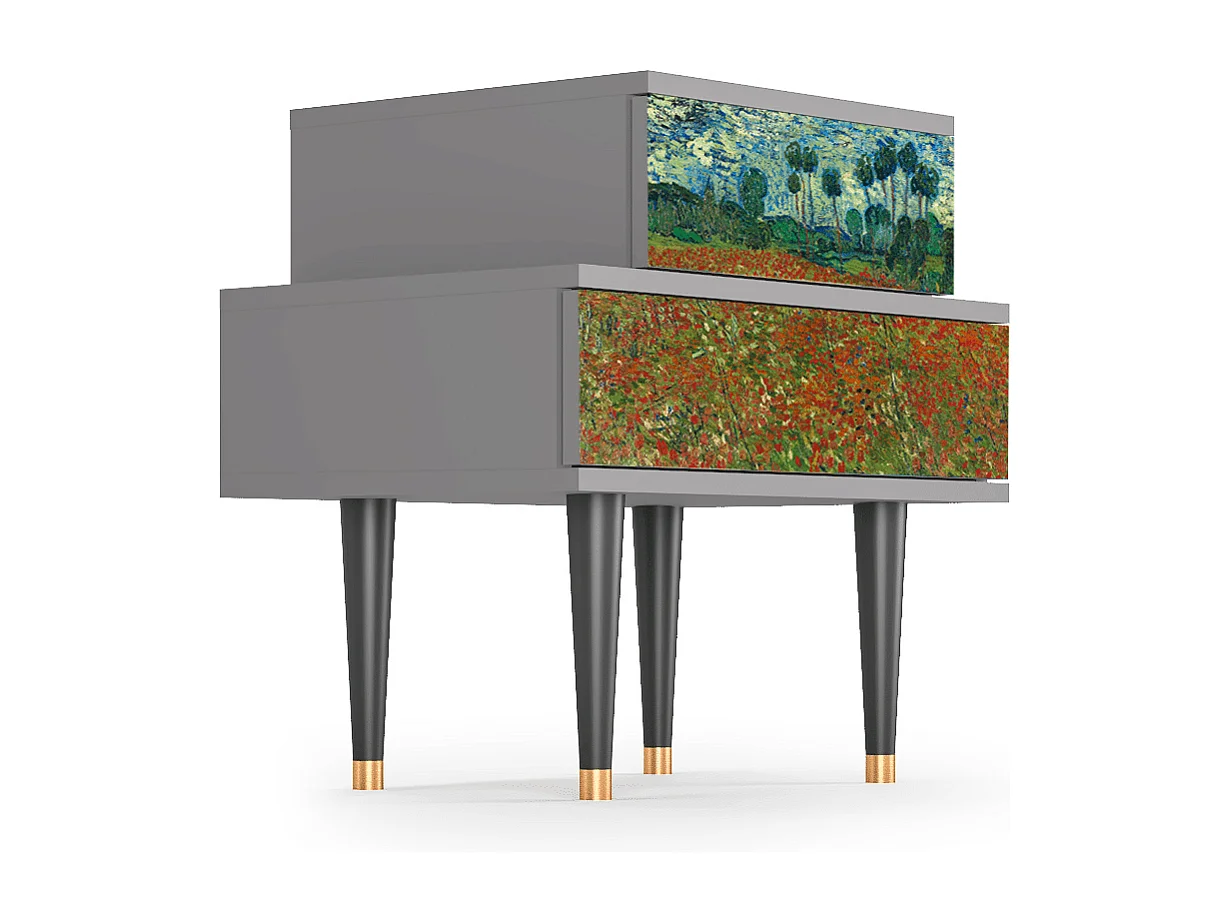 Table de nuit - 58х58х41 cm - NS1 - Poppy field by van Gogh, Gris