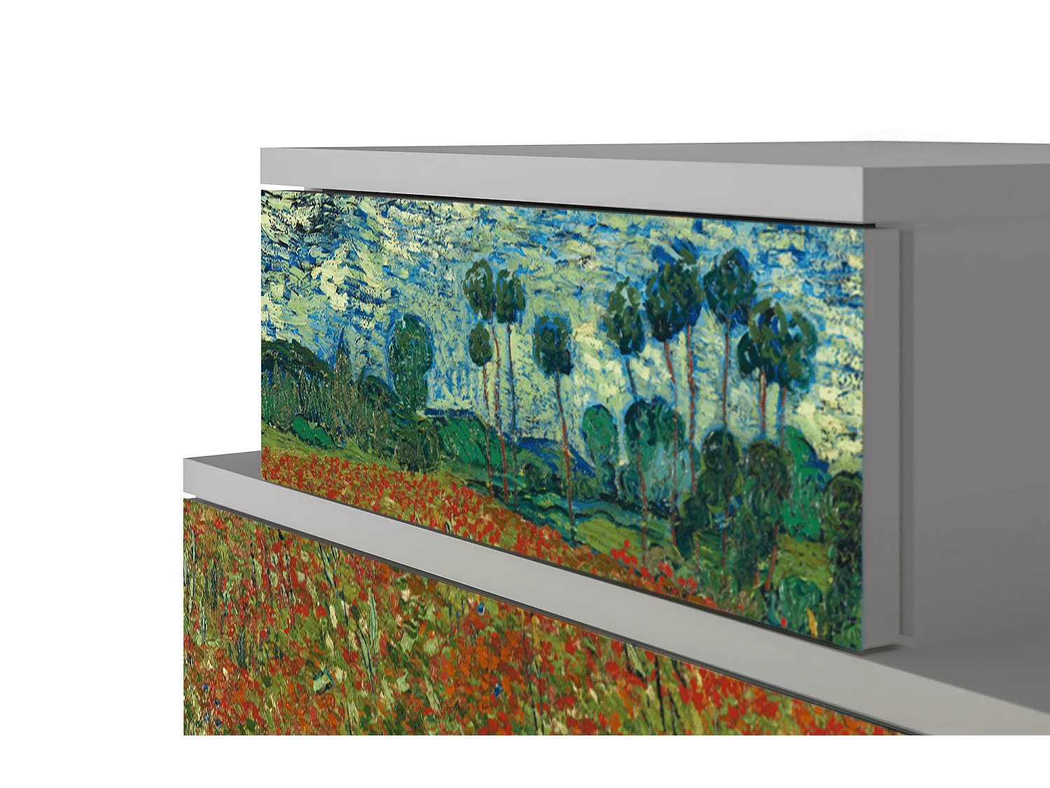 Table de nuit - 58х58х41 cm - NS1 - Poppy field by van Gogh, Gris