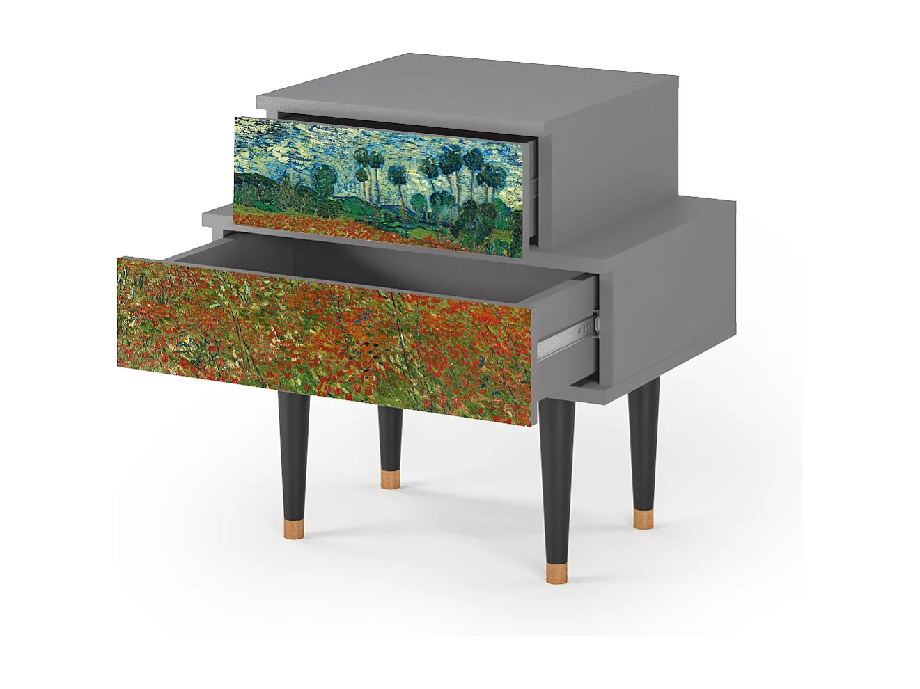 Table de nuit - 58х58х41 cm - NS1 - Poppy field by van Gogh, Gris