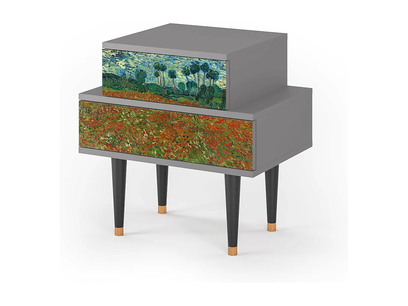 Table de nuit - 58х58х41 cm - NS1 - Poppy field by van Gogh, Gris