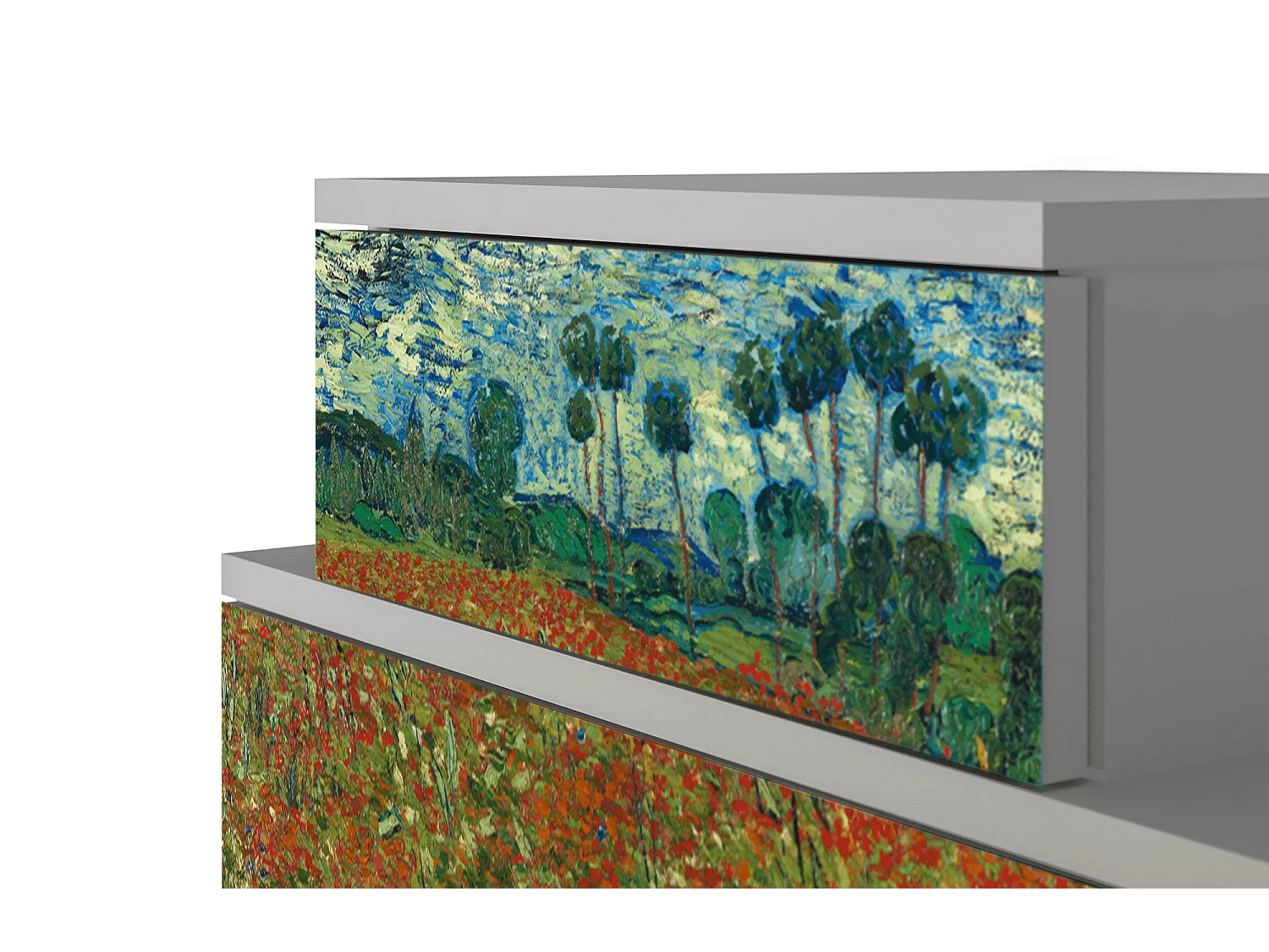 Table de nuit - 58х58х41 cm - NS1 - Poppy field by van Gogh, Gris