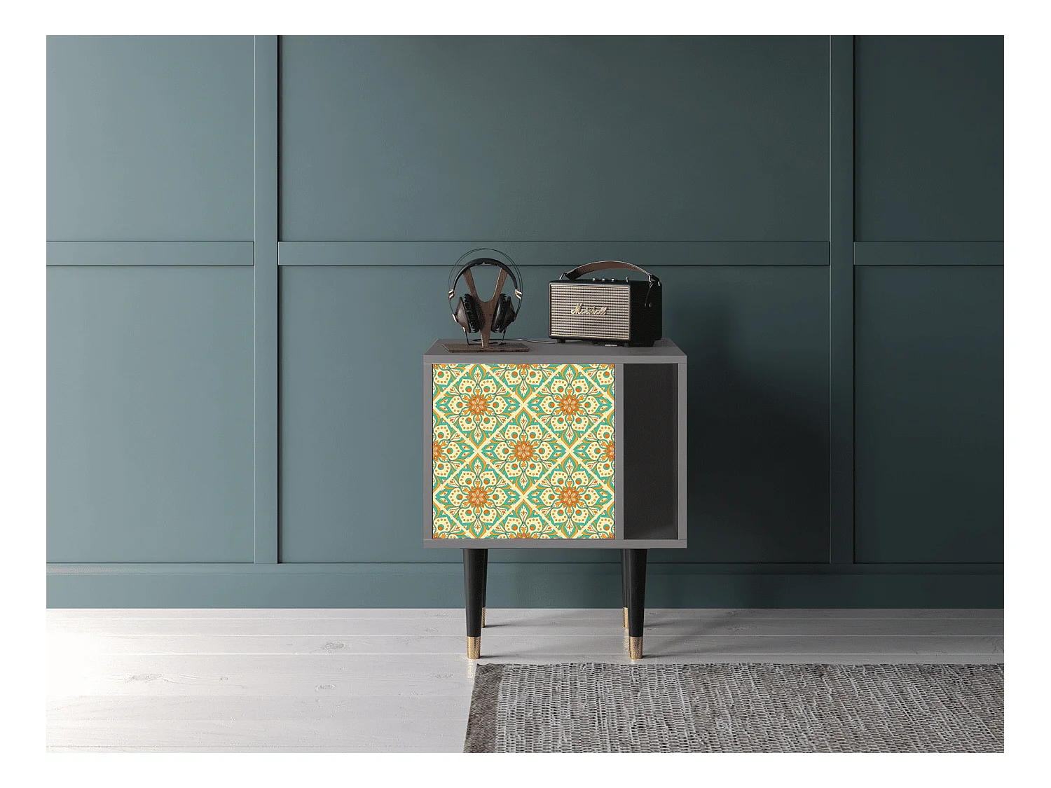 Nachttisch - 57х69х48 cm - S2 - Hindu Daisy, Grau