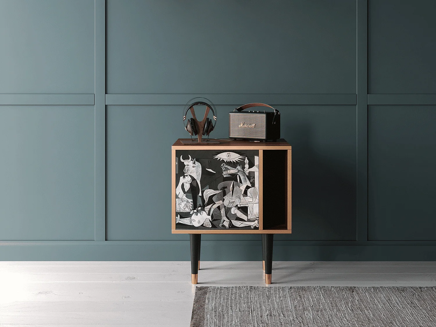 Table de nuit - 57х69х48 cm - S2 - Guernica by Picasso, Noyer