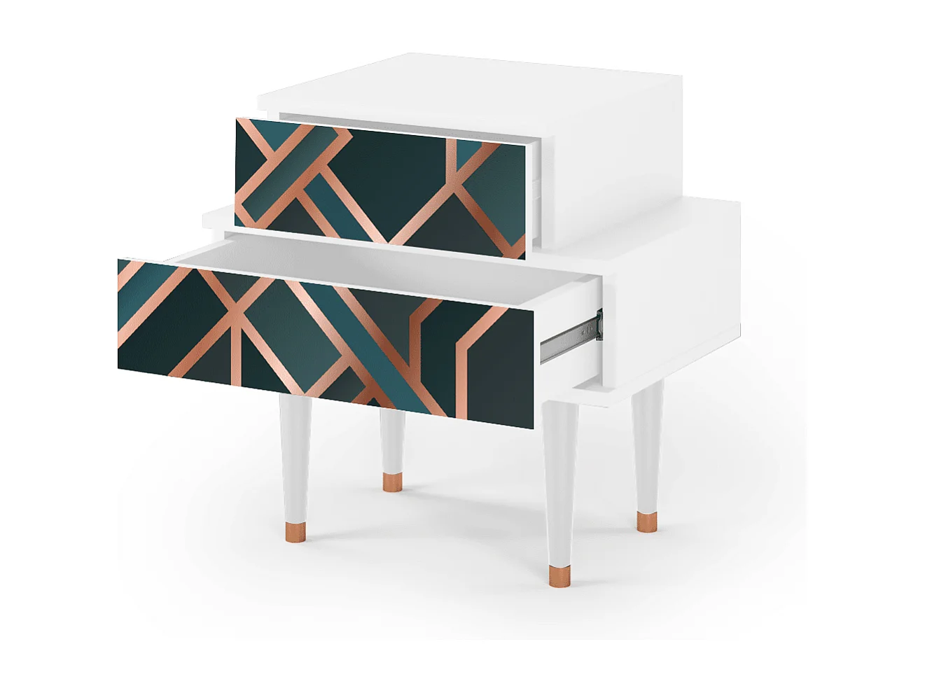 Table de nuit - 58х58х41 cm - NS1 - Bronze Crossroad, Blanc