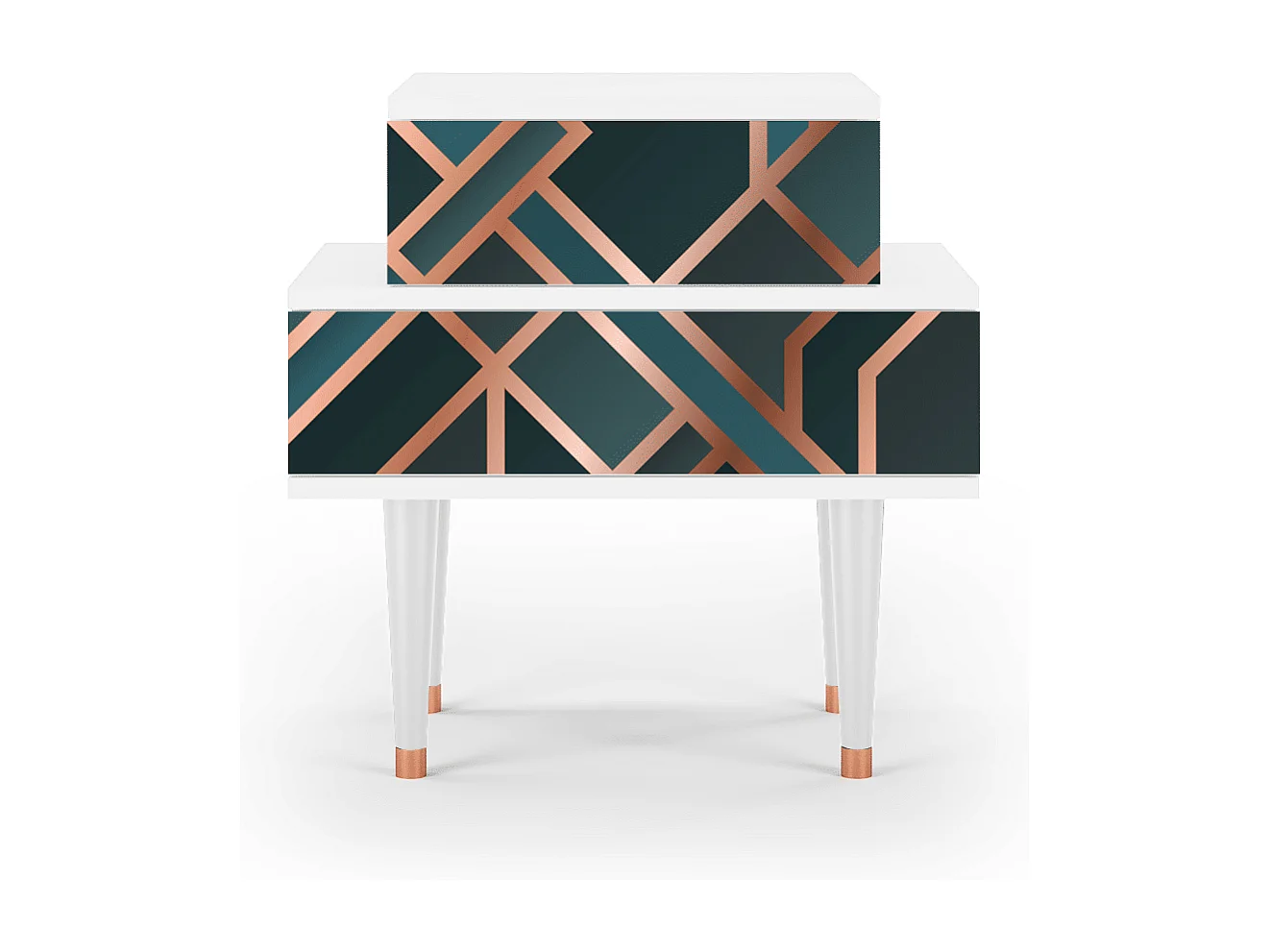 Stolik nocny - 58х58х41 cm - NS1 - Bronze Crossroad, Biały