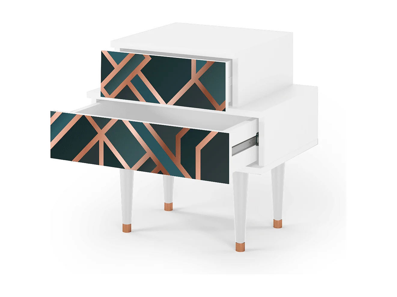 Stolik nocny - 58х58х41 cm - NS1 - Bronze Crossroad, Biały