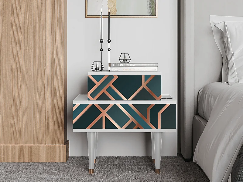 Mesita de noche - 58х58х41 cm - NS1 - Bronze Crossroad, Blanco