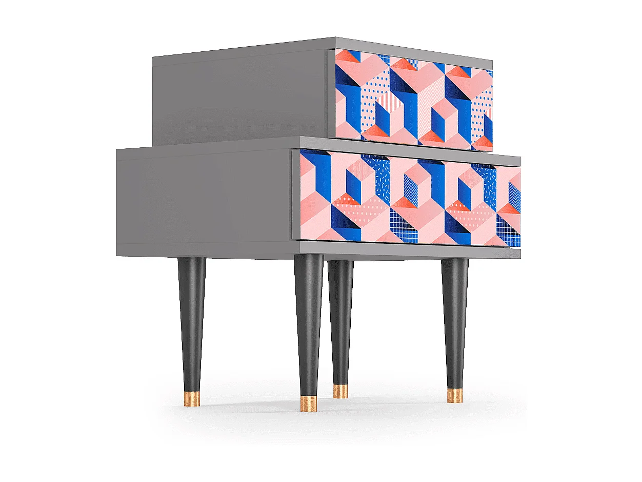 Stolik nocny - 58х58х41 cm - NS1 - Pinky Squares, Szary