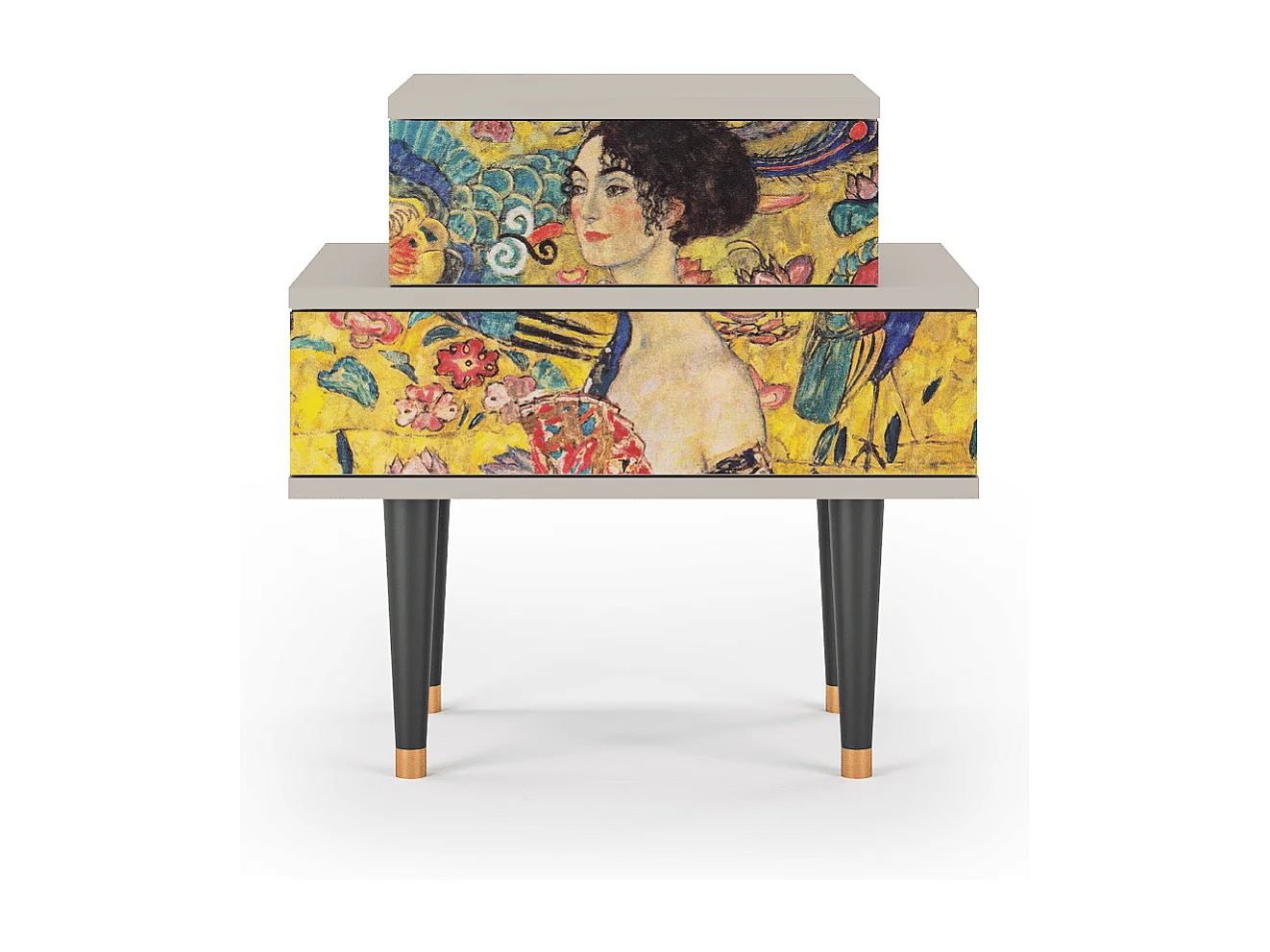 Table de nuit - 58х58х41 cm - NS1 - Lady with Fan by Klimt, Sable