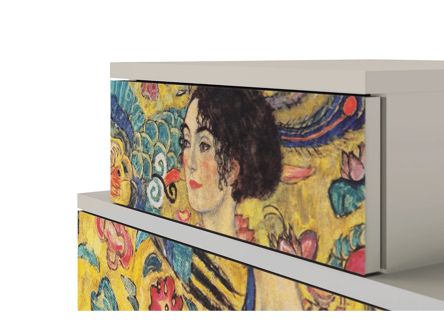 Comodino - 58х58х41 cm - NS1 - Lady with Fan by Klimt, Sabbia