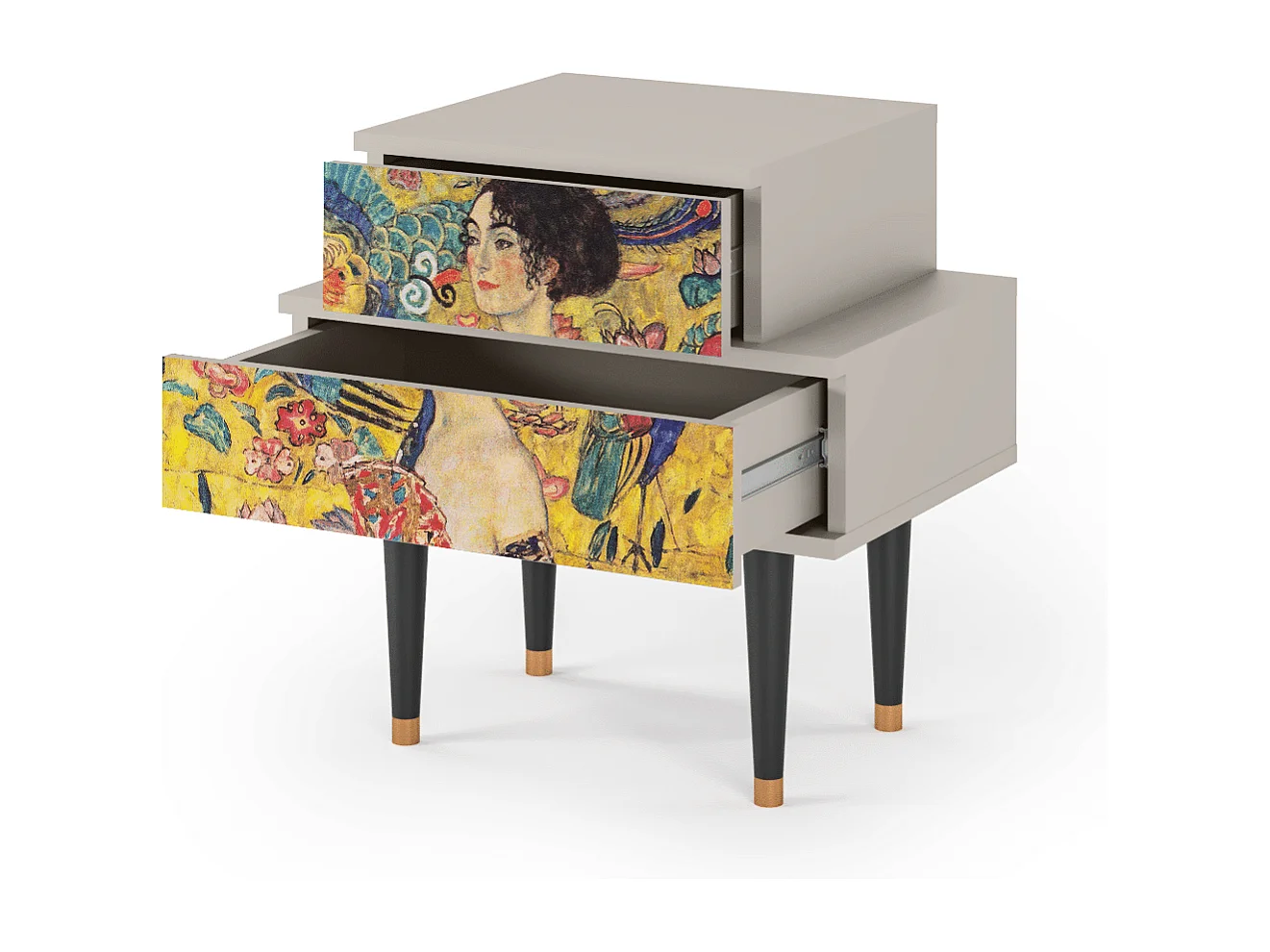 Comodino - 58х58х41 cm - NS1 - Lady with Fan by Klimt, Sabbia