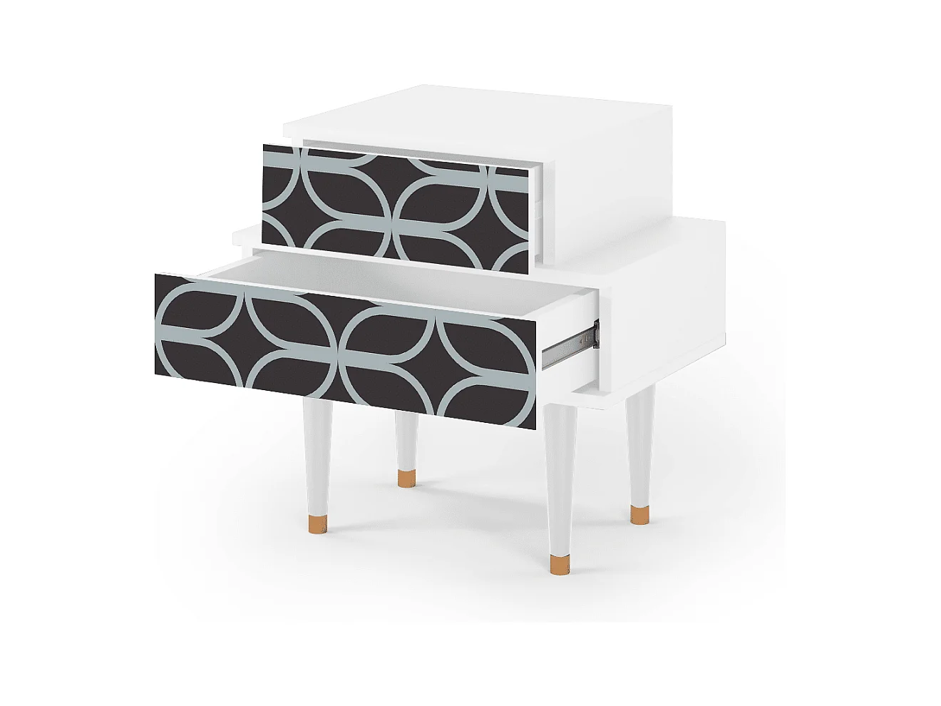 Table de nuit - 58х58х41 cm - NS1 - Braided Blue, Blanc