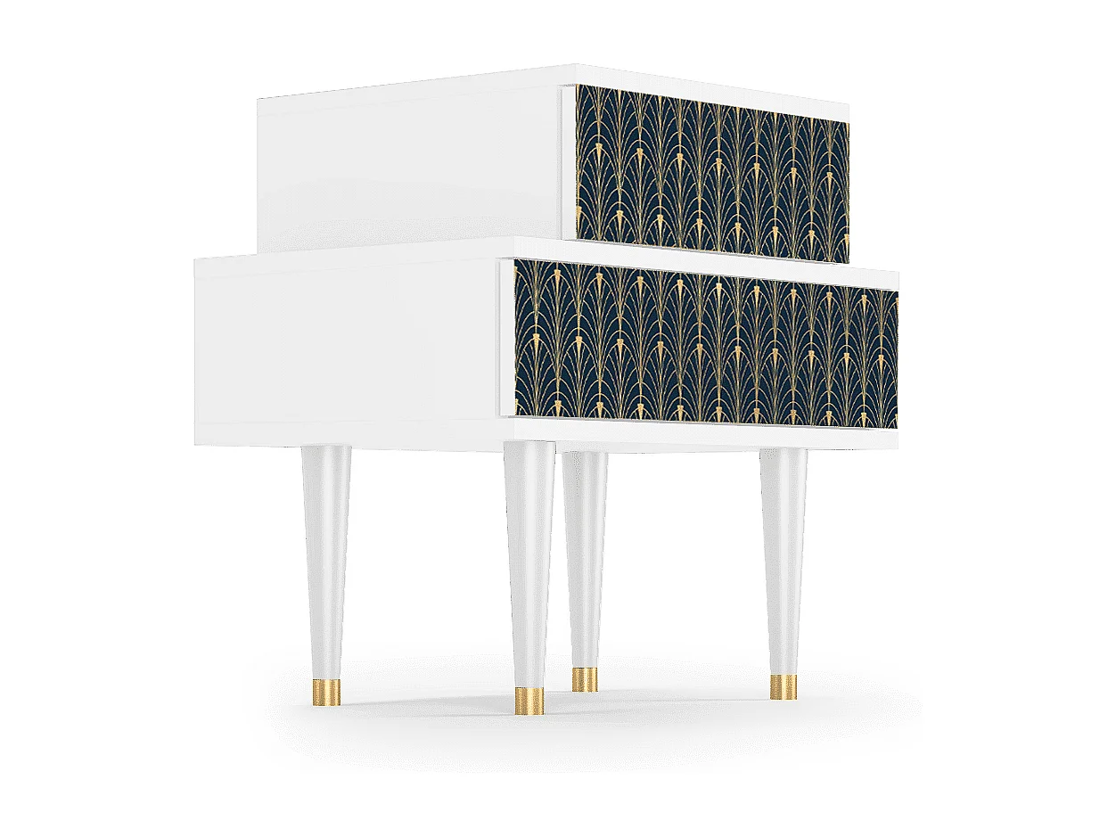 Mesita de noche - 58х58х41 cm - NS1 - Braided Blue, Blanco