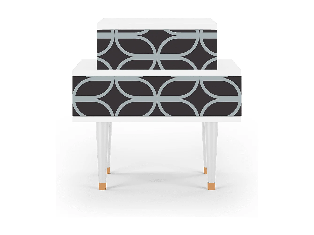 Stolik nocny - 58х58х41 cm - NS1 - Braided Blue, Biały