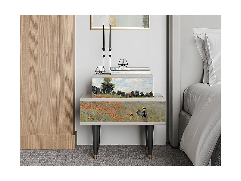 Table de nuit - 58х58х41 cm - NS1 - The Poppy Field   , Sable
