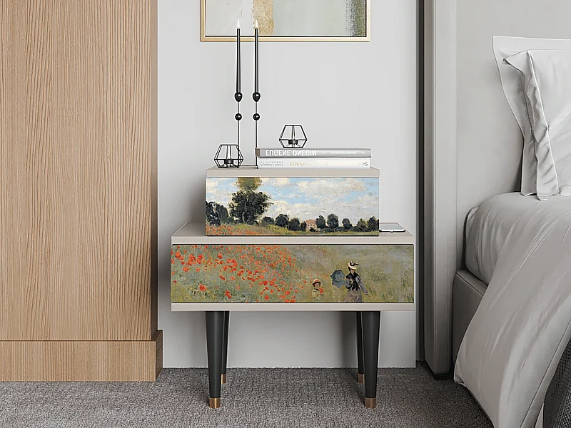 Nachtkastje - 58х58х41 cm - NS1 - The Poppy Field   , Zand