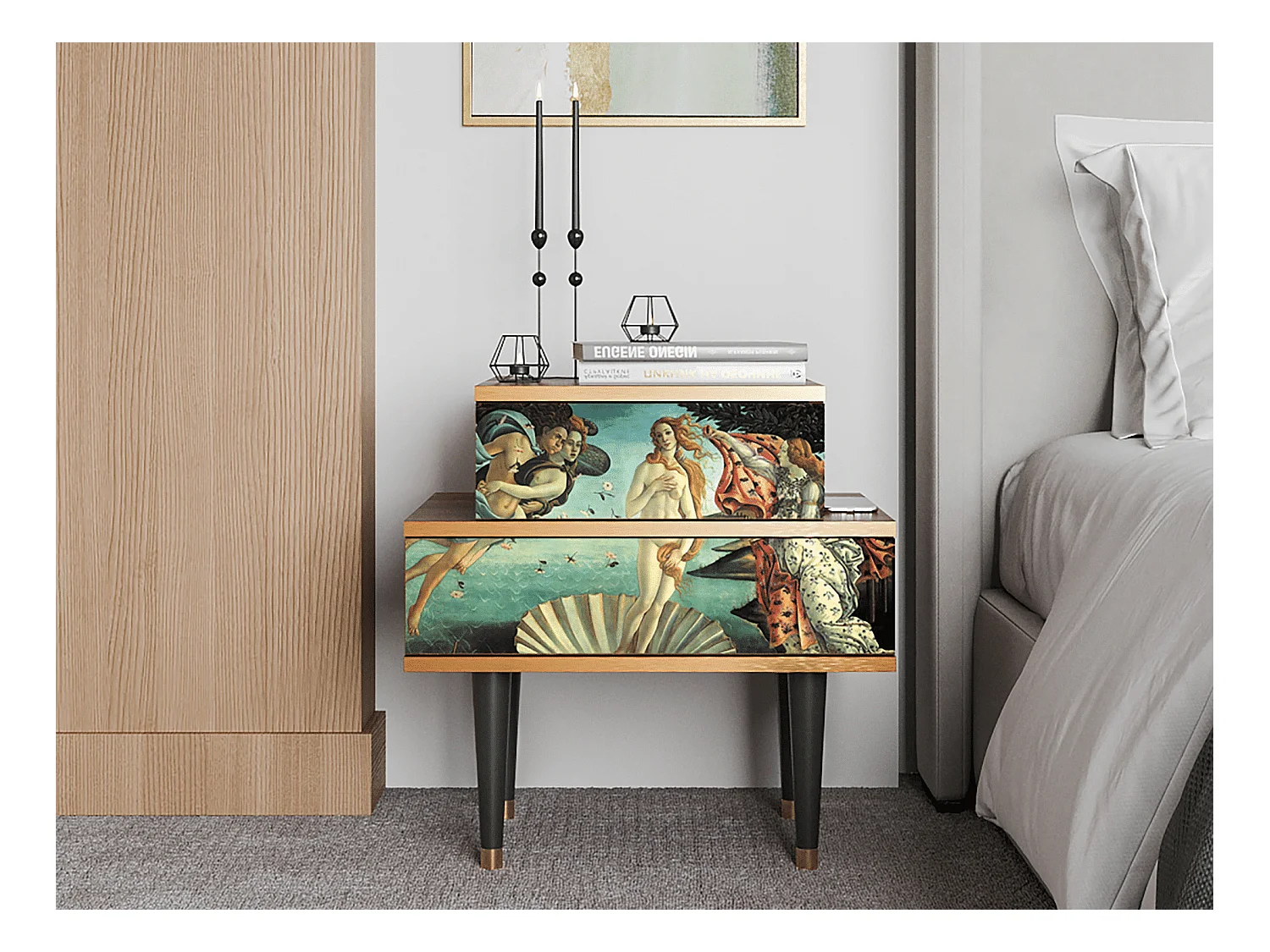 Table de nuit - 58х58х41 cm - NS1 - The Birth of Venus, Noyer