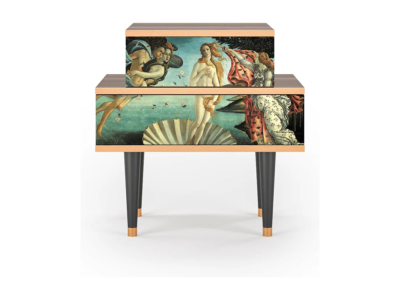 Stolik nocny - 58х58х41 cm - NS1 - The Birth of Venus, Orzech