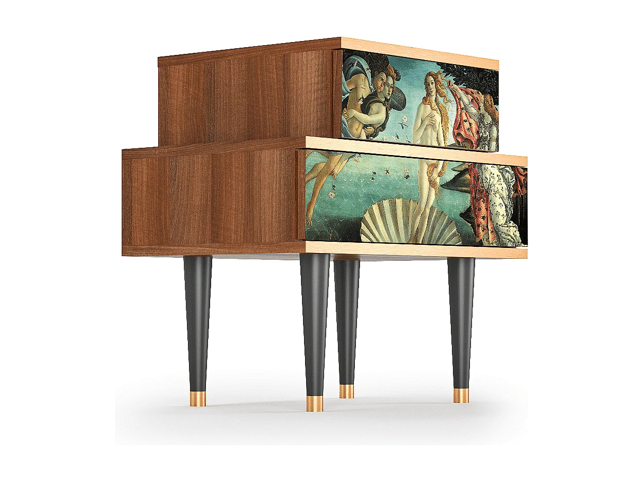 Stolik nocny - 58х58х41 cm - NS1 - The Birth of Venus, Orzech