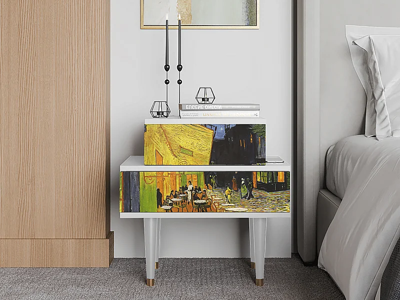 Table de nuit - 58х58х41 cm - NS1 - Café Terrace at Night, Blanc