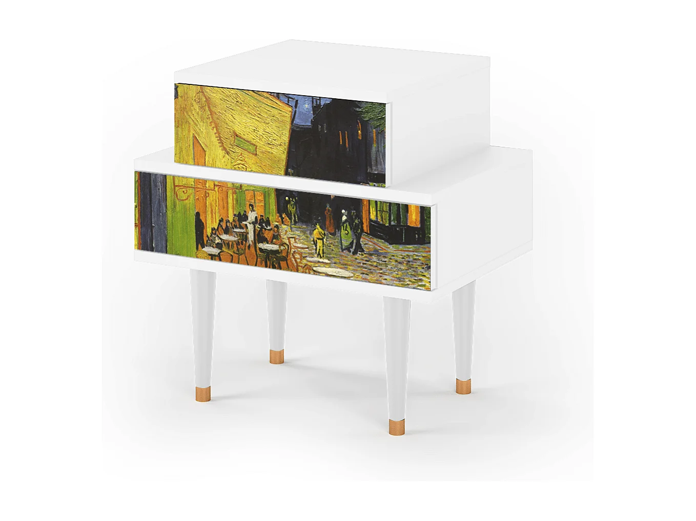 Table de nuit - 58х58х41 cm - NS1 - Café Terrace at Night, Blanc