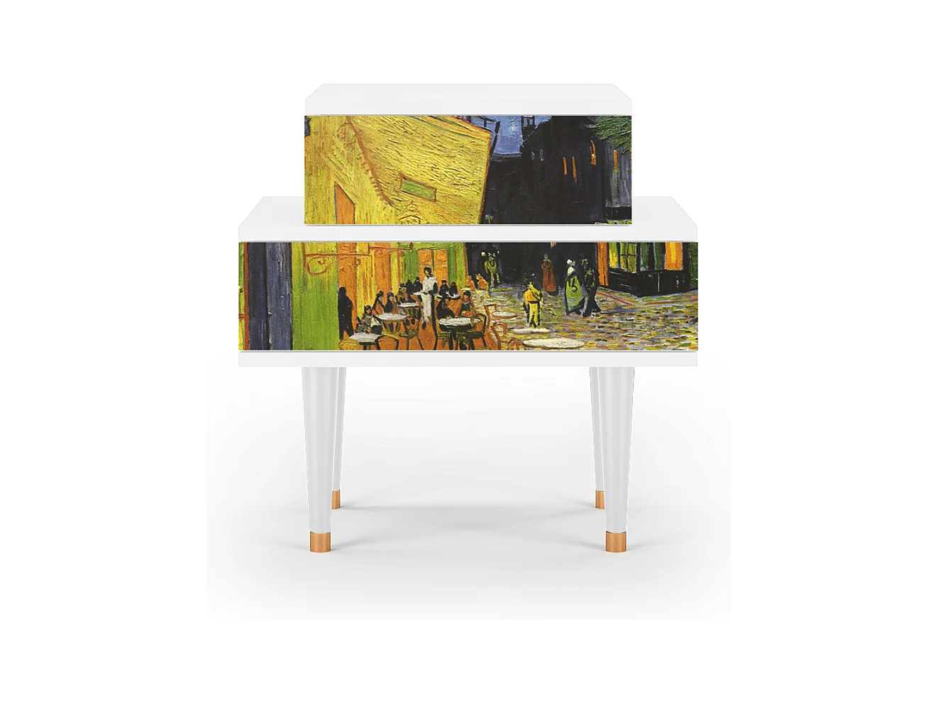 Table de nuit - 58х58х41 cm - NS1 - Café Terrace at Night, Blanc