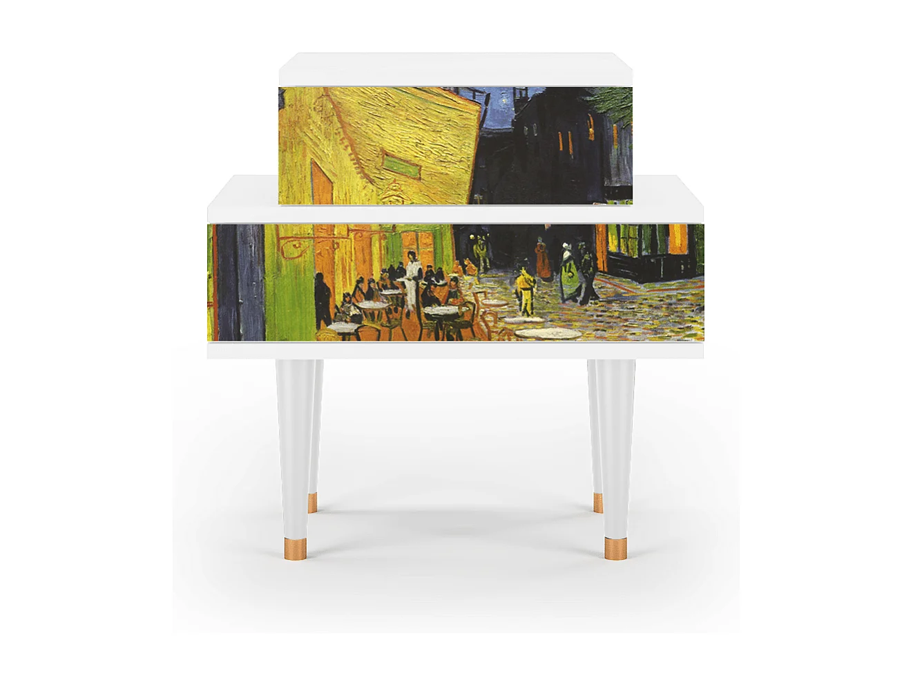 Table de nuit - 58х58х41 cm - NS1 - Café Terrace at Night, Blanc