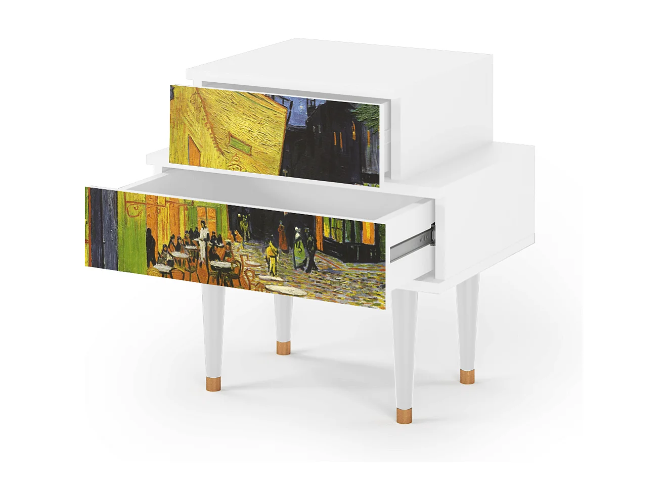 Table de nuit - 58х58х41 cm - NS1 - Café Terrace at Night, Blanc