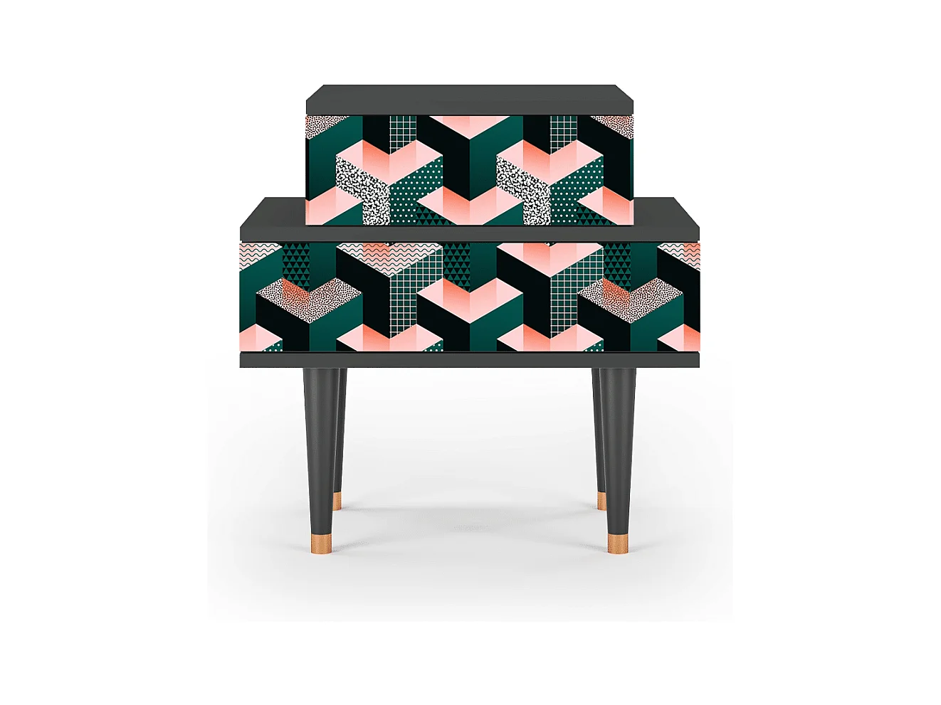 Table de nuit - 58х58х41 cm - NS1 - Geometric Madness, Anthracite