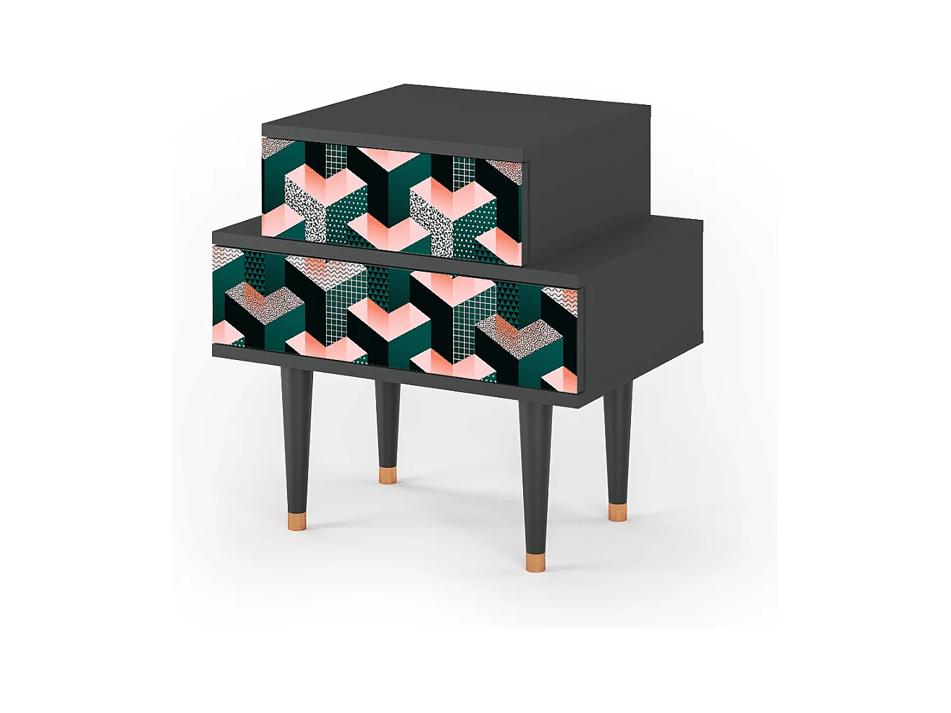 Table de nuit - 58х58х41 cm - NS1 - Geometric Madness, Anthracite