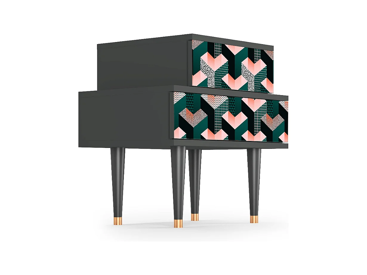 Table de nuit - 58х58х41 cm - NS1 - Geometric Madness, Anthracite