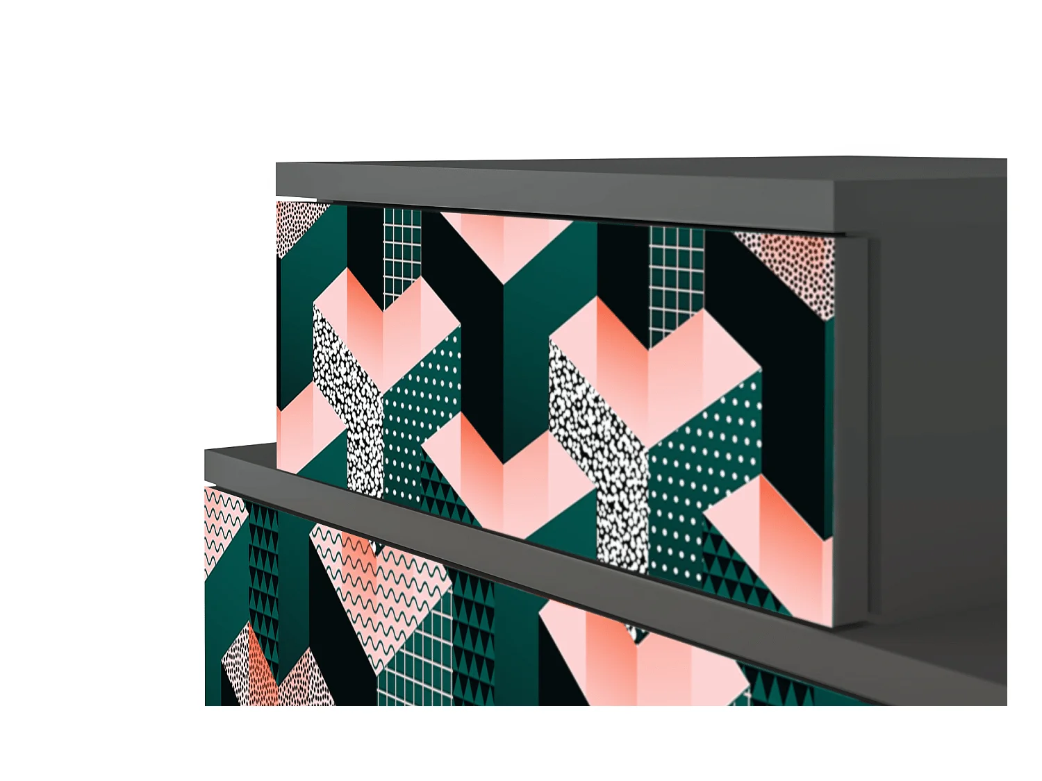 Table de nuit - 58х58х41 cm - NS1 - Geometric Madness, Anthracite