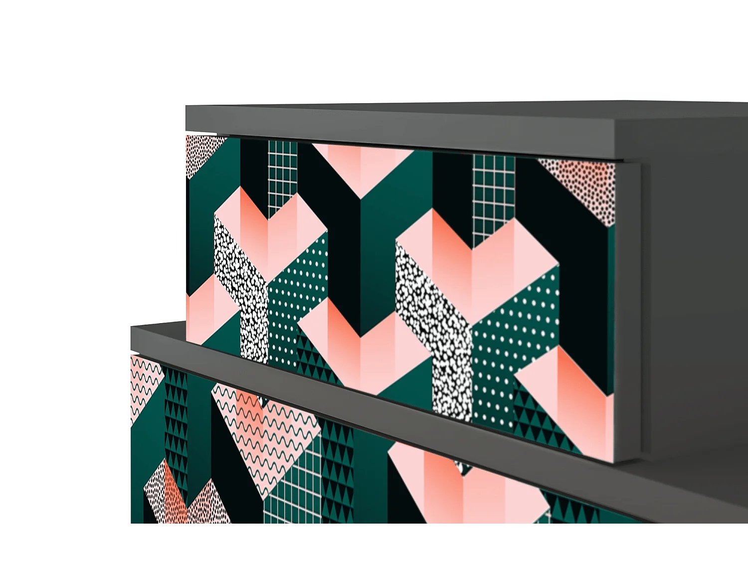 Stolik nocny - 58х58х41 cm - NS1 - Geometric Madness, Antracyt