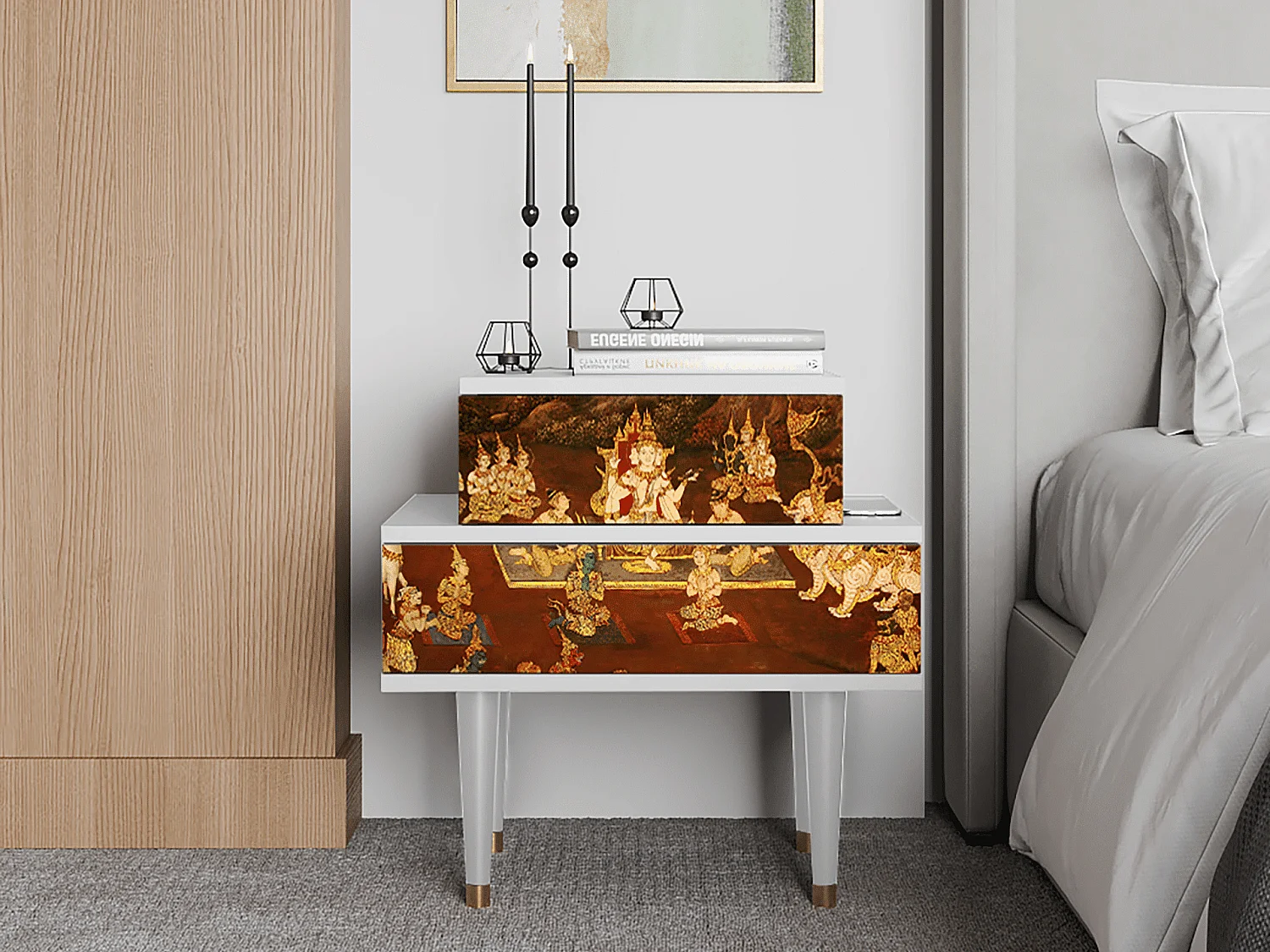 Stolik nocny - 58х58х41 cm - NS1 - Malyavan, Biały