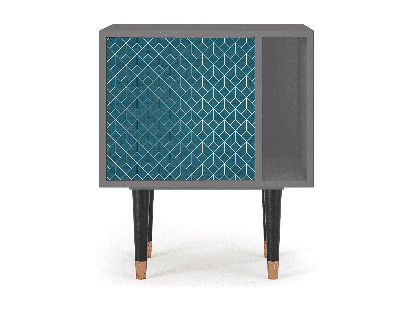 Table de nuit - 57х69х48 cm - S2 - Turquoise Geometry, Gris