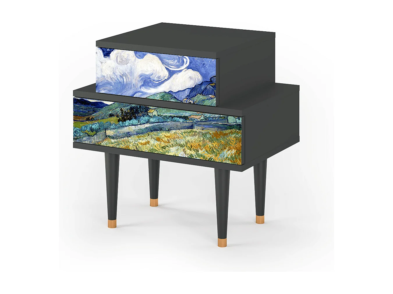 Table de nuit - 58х58х41 cm - NS1 - Landscape, Anthracite