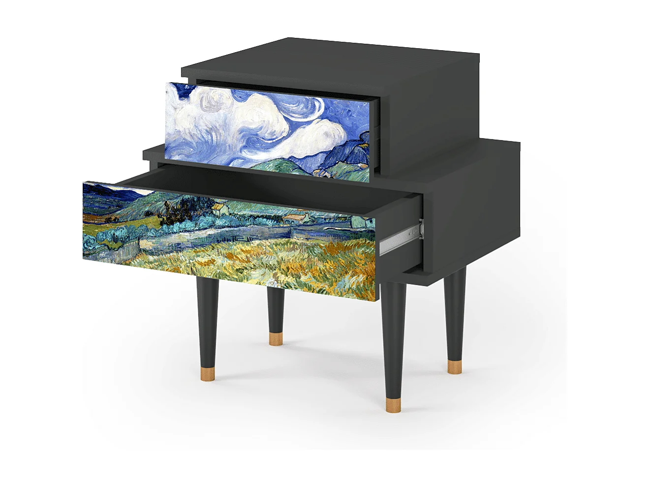 Table de nuit - 58х58х41 cm - NS1 - Landscape, Anthracite