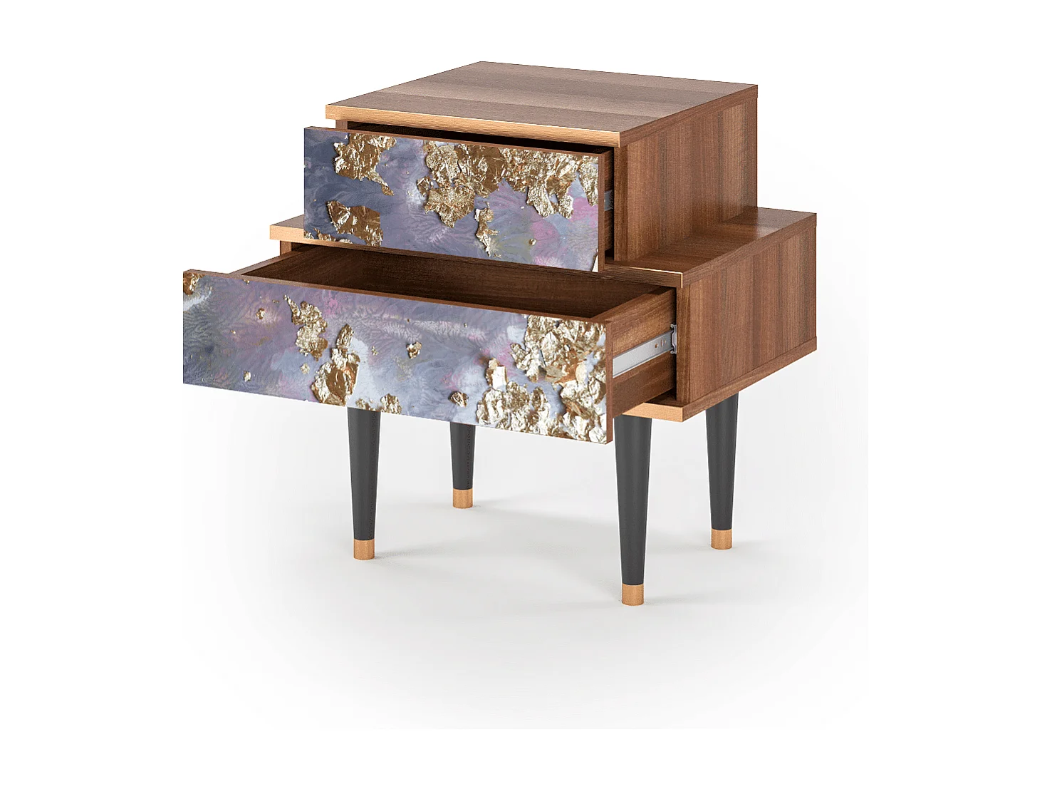 Stolik nocny - 58х58х41 cm - NS1 - Planet Earth, Orzech