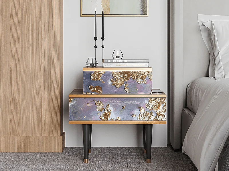 Table de nuit - 58х58х41 cm - NS1 - Planet Earth, Noyer