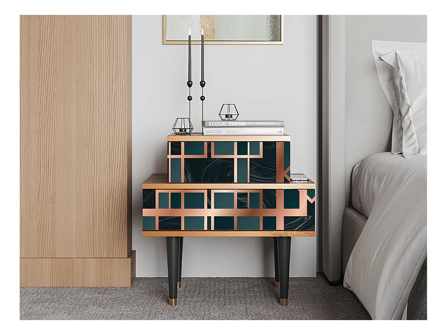 Comodino - 58х58х41 cm - NS1 - Emerald Metro, Noce