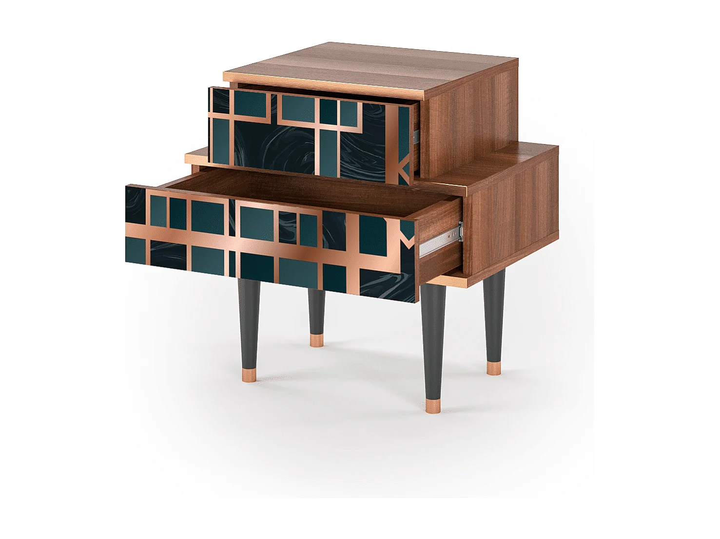 Nachtkastje - 58х58х41 cm - NS1 - Emerald Metro, Walnoot