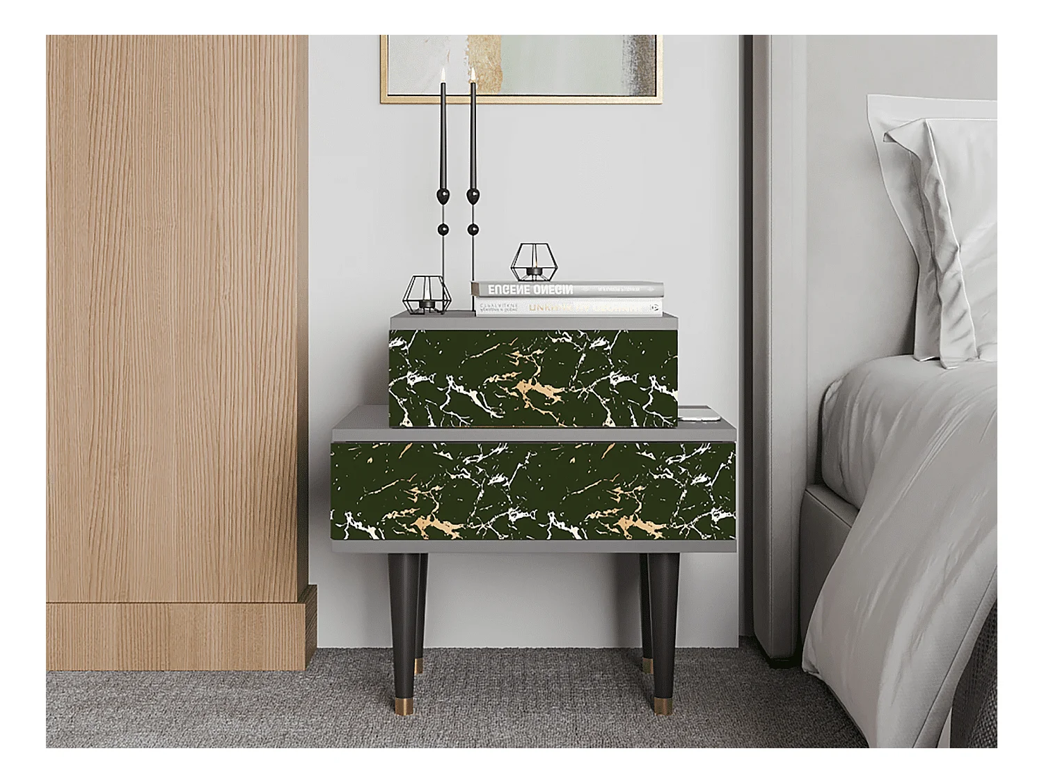 Table de nuit - 58х58х41 cm - NS1 - Amazon Forest, Gris