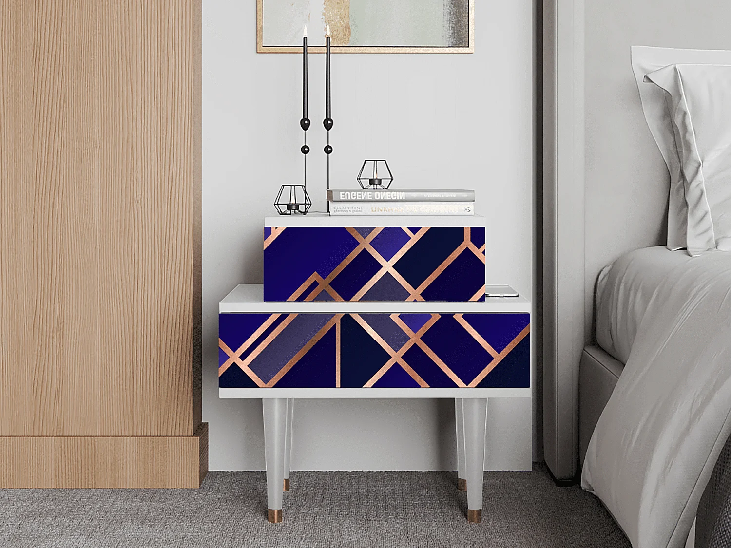 Nachttisch - 58х58х41 cm - NS1 - Aquamarine Getsby, Weiß