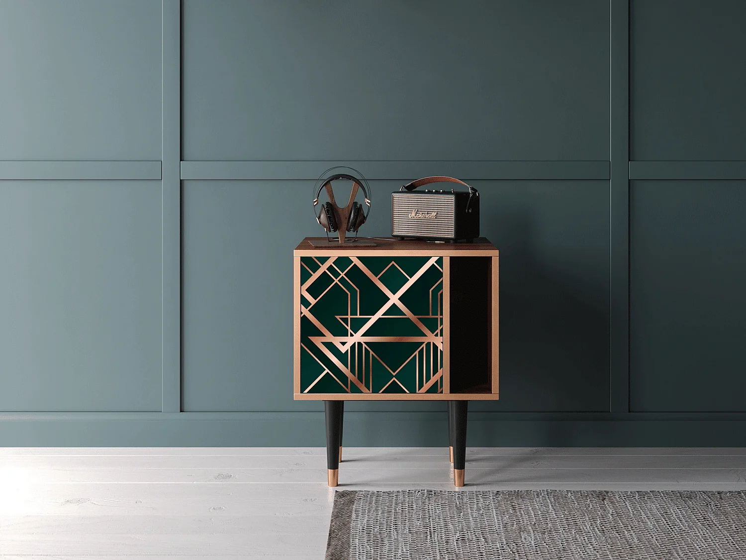 Table de nuit - 57х69х48 cm - S2 - Emerald Gatsby, Noyer